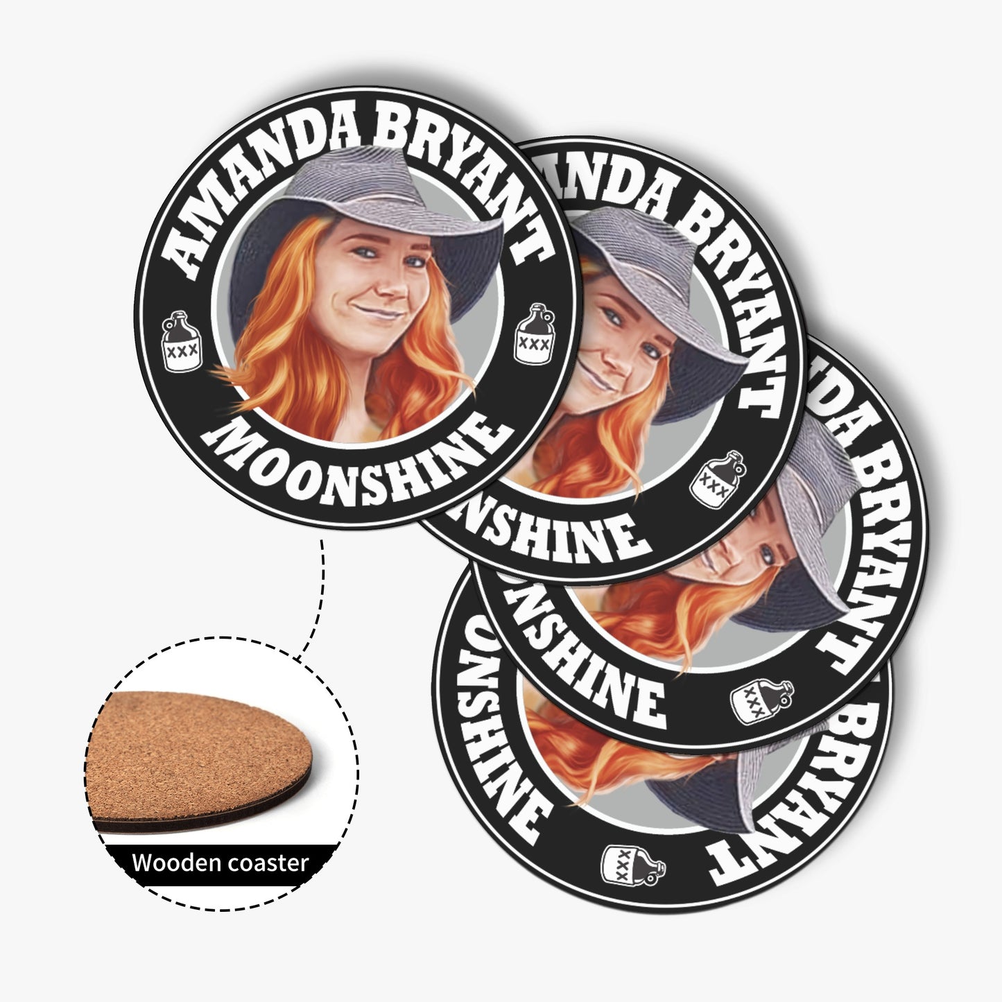 Coaster Set - Wood - AB Circle Logo